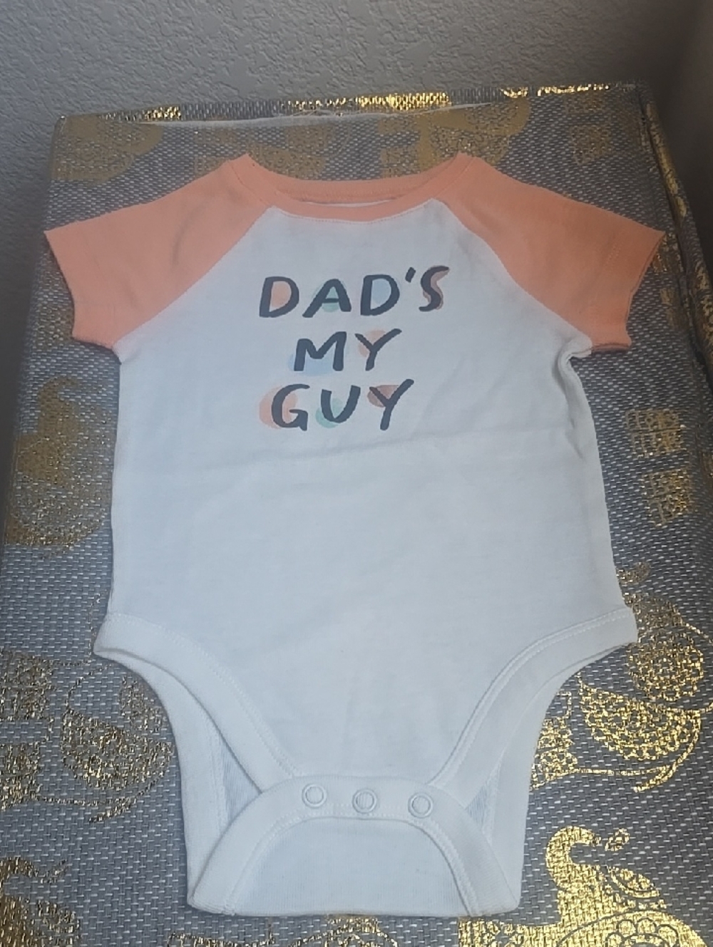 Dad's My Guy White and Peach Baby Onesie